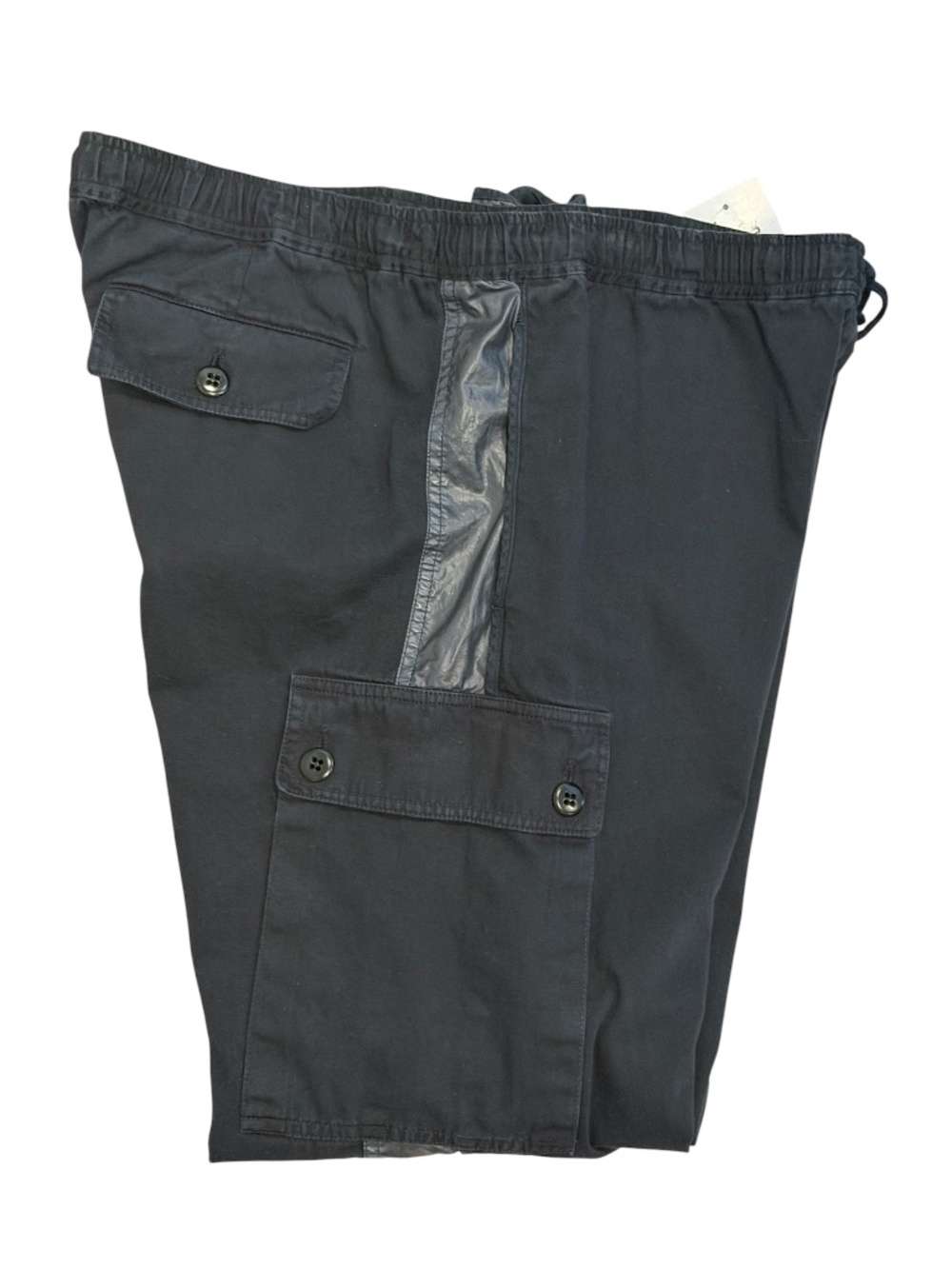 Dries Van Noten Black Runway Biker 5 Pocket Cotton Pleather Pants Jogger Drawstr